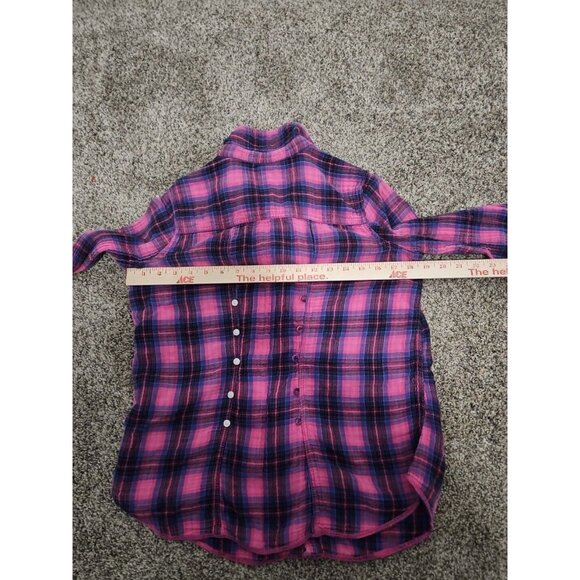 VTG Womens Victorias Secret PINK plaid Button Up Shirt Y2k Cabin Barbiecore - Picture 13 of 14